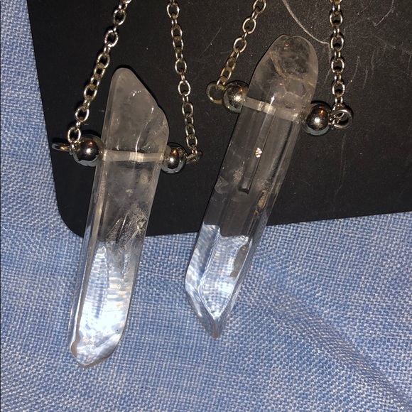 Crystal Quartz Dangle Silver Earrings - Picture 4 of 4